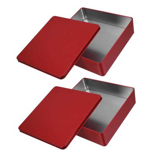 6Pcs Red Tinplate Storage Boxes Stackable Metal Cookie Biscuit Tins