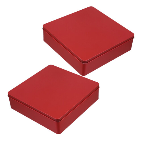 6Pcs Red Tinplate Storage Boxes Stackable Metal Cookie Biscuit Tins 1