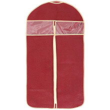 4Pcs Dark Red Non-Woven Garment Cover with Zipper for Clothes Storage