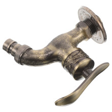 2Pcs Vintage Outdoor Water Tap Wall Mounted Garden Faucet Golden Alloy