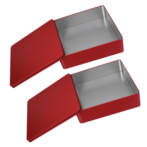 6Pcs Red Tinplate Storage Boxes Stackable Metal Cookie Biscuit Tins 2