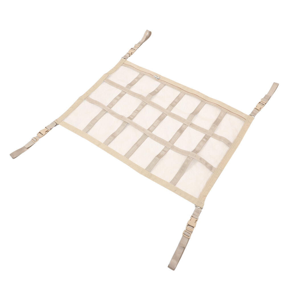 5Pcs Suv Cargo Net Car Organizer Khaki Polyester Ceiling Storage 603036453903