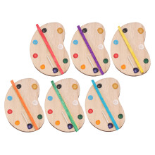 12Pcs Mini House Paint Tray Wooden Miniature Pallet for Creative Toy