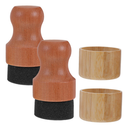 4Sets Bamboo Handle Round Wax Applicator Sponge for Car Sofa Painting 2