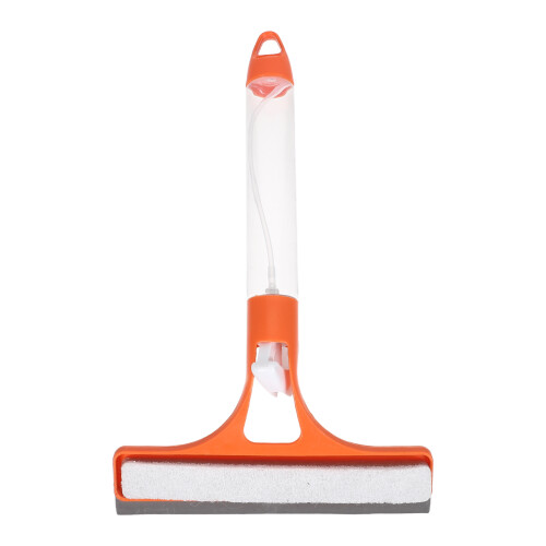 Orange Adjustable Angle Squeegee with Built-in Sprayer for Glass