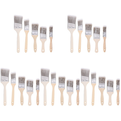 25Pcs Multi-Color Nylon Paint Brushes with Lightweight Wood Handle Set 2