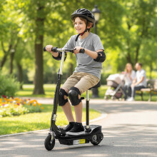 HOMCOM Foldable Powered Scooter 120W, Adjustable Seat, Brake, Black