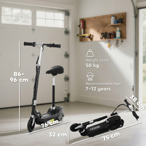 Homcom HOMCOM Foldable Powered Scooter 120W, Adjustable Seat, Brake, Black 2