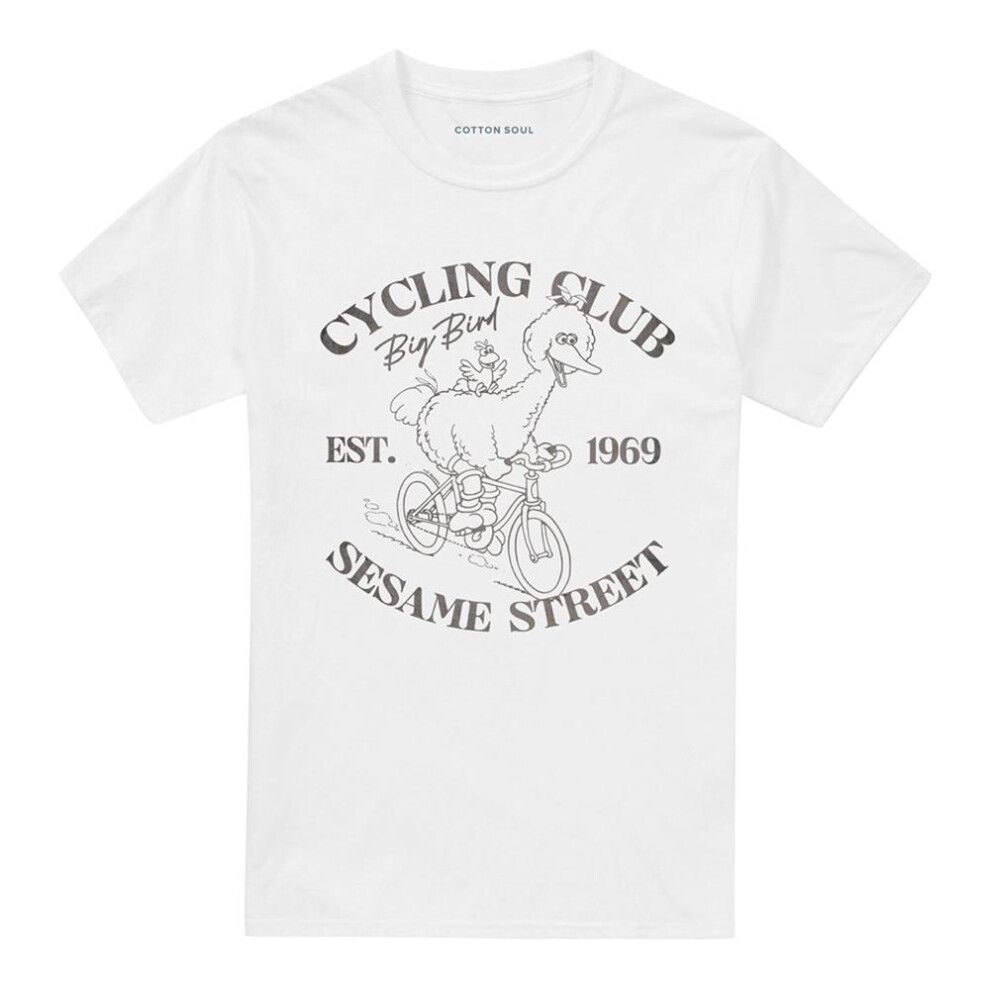 Sesame Street (5Xl, White) Unisex Adult Cycling Club Big Bird T-Shirt
