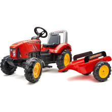 Supercharger Pedal Tractor - FALK - Steering wheel and trailer - Made in France - 60% recycled plastic - From 3 years old