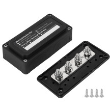 Bloc de distribution d'énergie isolé pour systèmes à forte charge, barre omnibus robuste 300 A 48 V CC avec goujons M8, bloc de jonction étanche