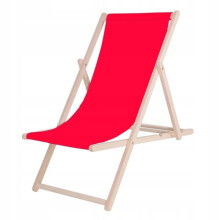 Transat de Jardin pliant en bois de plage - SPRINGOS - Rouge - 120 kg