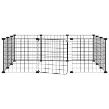 Gaiola para animais de estimação com 12 painéis e porta 35 x 35 cm preta 02_0041562