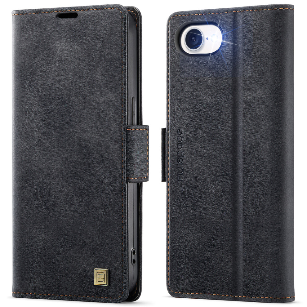 (Iphone 16E, ) For Iphone 16E Case Autspace A11 Rfid Blocking Retro Leather Cell Phone Wallet Cover Black 6914284371234