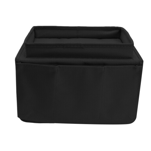 Foldable Sofa Tray with Side Pockets 600D Oxford Cloth Black