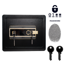 Biometric Home Safe 25x35x25cm Steel Security Box Fingerprint & Keypad Lock Black with Shelf