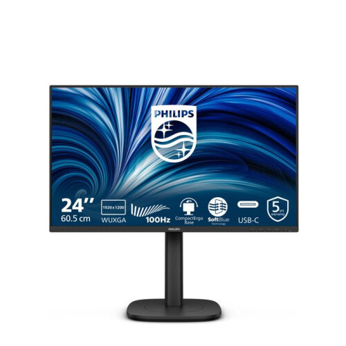 Philips Monitor Philips PC 24B2N3200D/00 24.1'' IPS 1920x1200 100Hz Ergonomico Nero