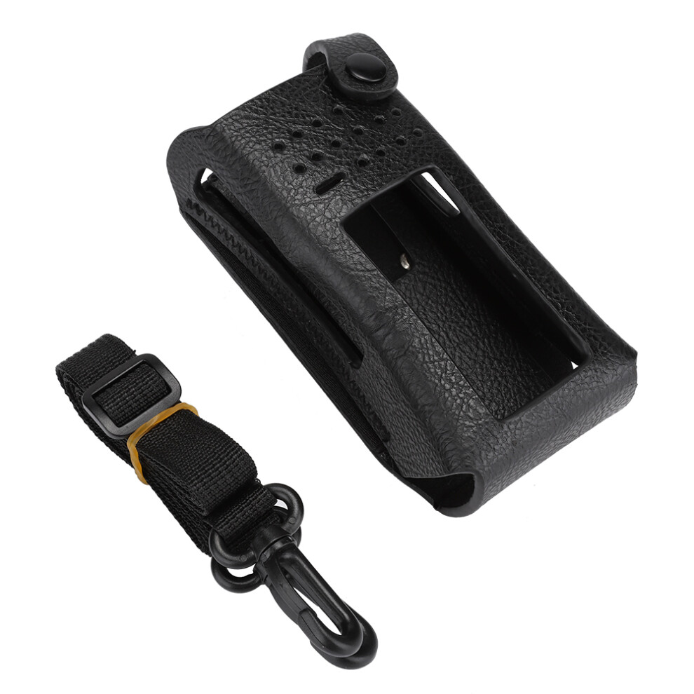 Firefighters Radio Holder With D Swivel Clip, Elastic Cord Closure Leather Case For Walkie Talkies, Public Safety Professionals Holster With Swivel 9028731788418