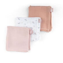 Pack of 3 muslin cloths - DOOMOO - Organic cotton gauze - Oeko-Tex certified - Pink