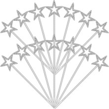 24Stk Praktische Feenstäbe Sternform Silber Glitzernd Für Kinder