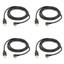 4pcs 1.8M USB B Type 5Pin Male 90 Degree Left Angled to USB 2.0 Male Data Cable Black Color