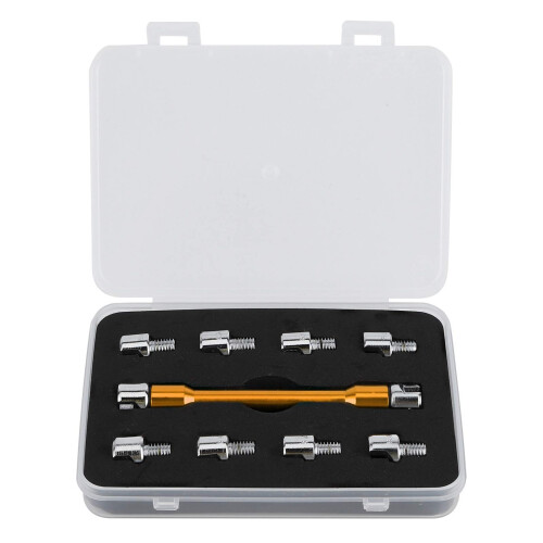 Spoke Wrench Kit for Motorcycle, Interchangeable Tips, Torque Set, Sizes 5.06.8 Mm, Golden