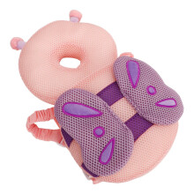 Almofada de proteção infantil macia e respirável para cabeça e costas, com alças de pelúcia ajustáveis e um design fofo de desenho animado