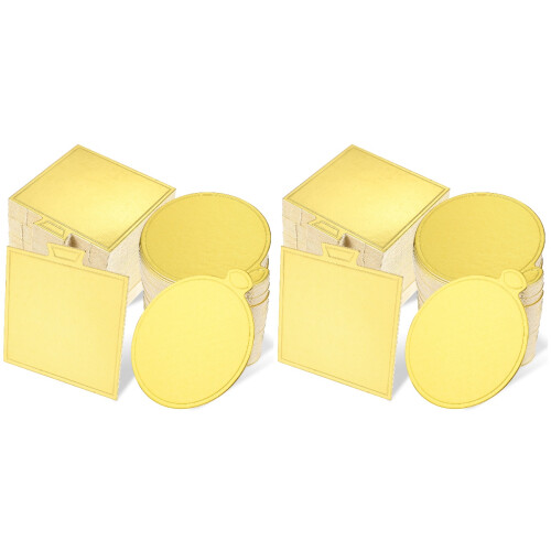 400Stk Goldene Lebensmittelgeeignete Kuchenplatten Rund & Eckig 1