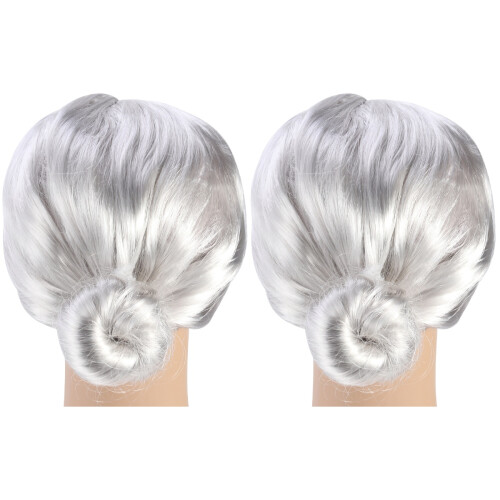 2Stk Graue Großmutter Perücke Fiber Lustig Karneval Cosplay 1