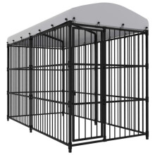 Gaiola de chenil cercado para animais de exterior com telhado para cães 300 x 150 x 210 cm preta 02_0041728