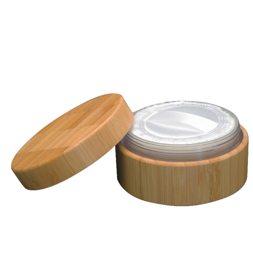 Villcase 4Pcs Bamboo Powder Puff Case Makeup Storage Jar Sifter Lid