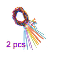 24Pcs Bamboo Crochet Needles Set Assorted Colors Durable Weaving Tools
