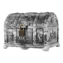 4Pcs Silver Pirate Chest Toy Boxes Plastic Keepsake Storage for Kids