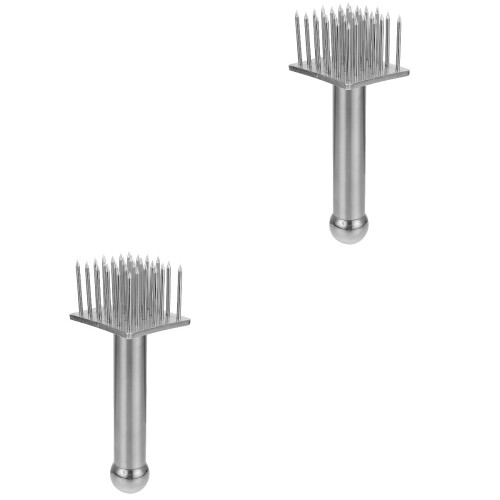 2Pcs Ergonomic Silver Meat Tenderizer Needle for Beef and Pork 2