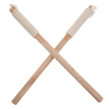 2Pcs Beige Wooden Fire Torch Prop for Camping Events and Stage Shows