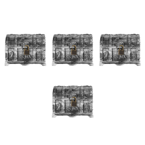 4Pcs Silver Pirate Chest Toy Boxes Plastic Keepsake Storage for Kids 1