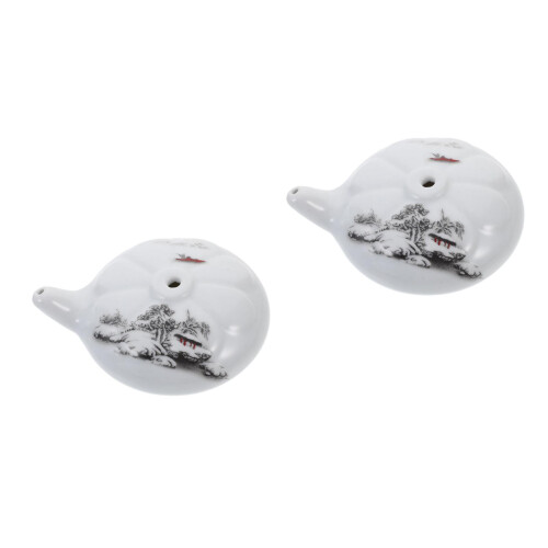 2Pcs White Ceramic Ink Droplets Calligraphy Water Storage Containers 2