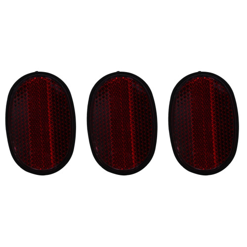 3 Pcs Bicycle Rear Tail  Reflector Mudguard Oval Warnning Red Black 1