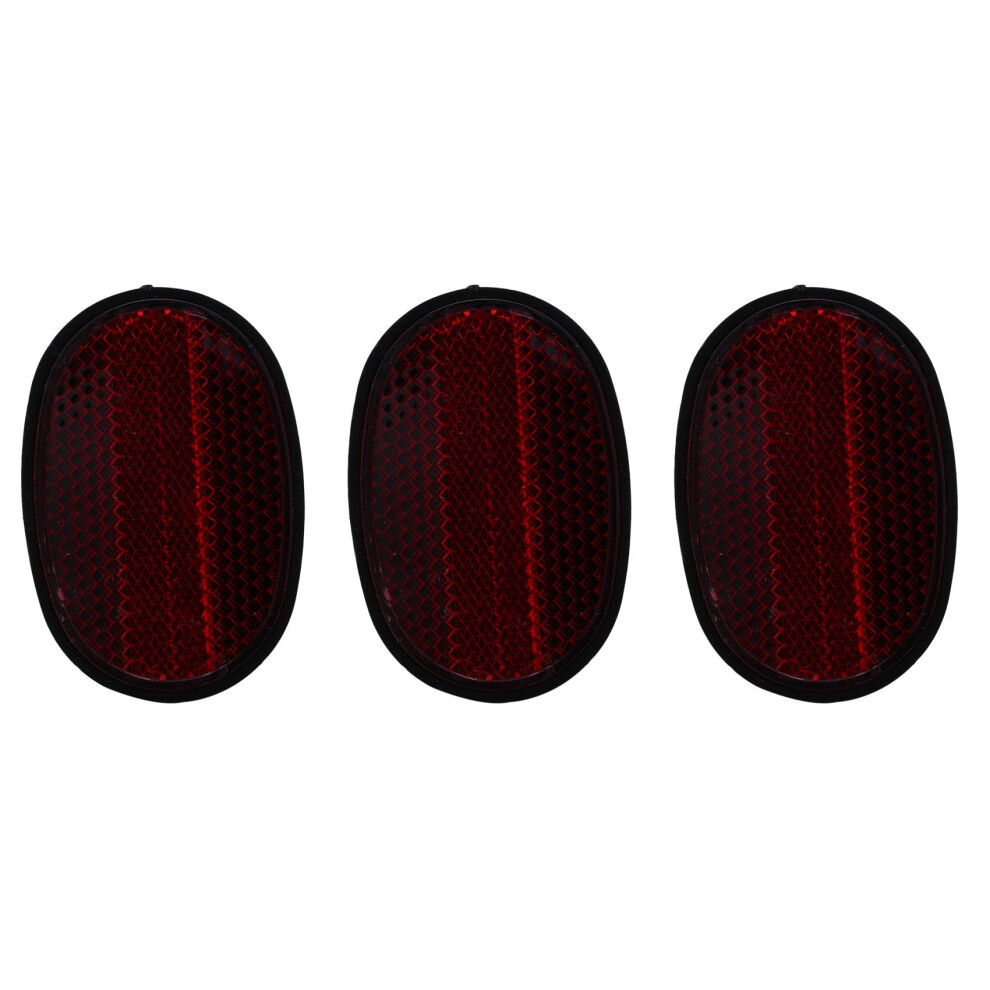 3 Pcs Bicycle Rear Tail Reflector Mudguard Oval Warnning Red/Black 6133606780558