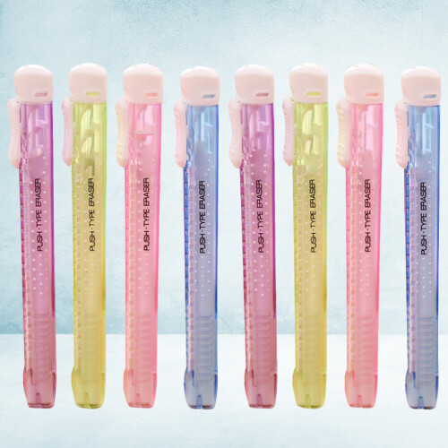 8Pcs Non-Toxic Pen Shape Erasers Assorted Colors for Student Use 2