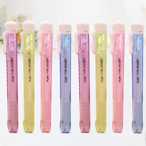 8Pcs Non-Toxic Pen Shape Erasers Assorted Colors for Student Use 1