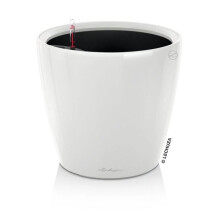 LECHUZA Blumentopf Classico 35 LS ALL-IN-ONE - 35 x 32,5 cm - Hochglanz Weiß - Bewässerungssystem - Pflanzvolumen: 13 L