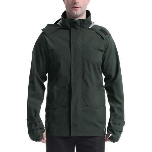 Veste imperméable pour homme coupe-vent avec capuche Vert M