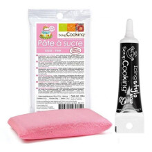 Fondant rosa 100 g + Rotulador negro