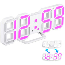 Relógio de parede digital elegante, com display LED 3D, controle remoto, brilho ajustável, função soneca e função de memória, ideal para