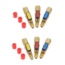 6Pcs Brass R410A Refrigerant Straight Valves AC Charging Hoses Brass 1/4 Inch Male to 1/4 Inch / 5/16 Inch Female