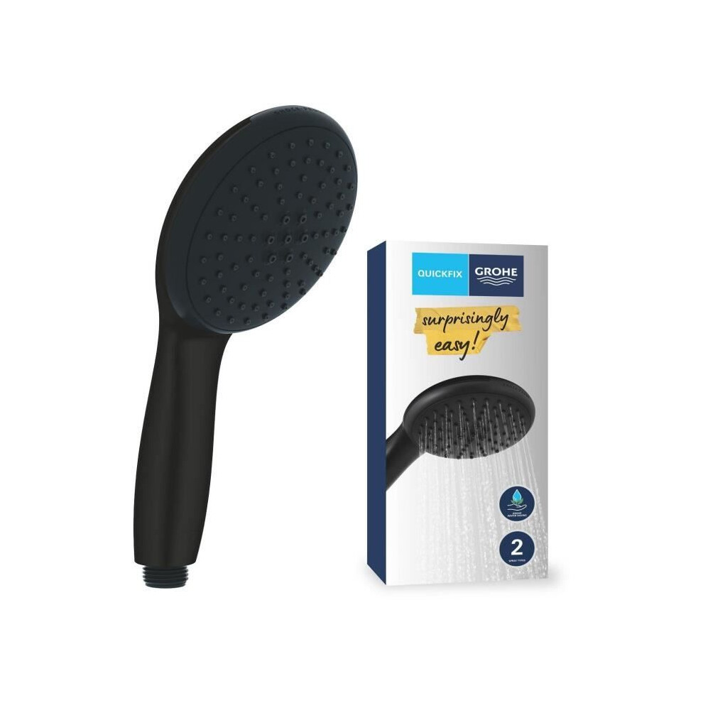 Grohe Shower Head - Vitalio Start 110 279462431 - 2 Jets (Rain/Stimulating) - Water Saving - Anti-Limescale Process - Matte Black