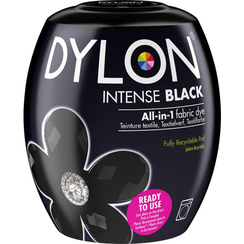 Dylon Dylon Washing Machine Fabric Dye Pod Intense Black, 350g, Packaging May Vary