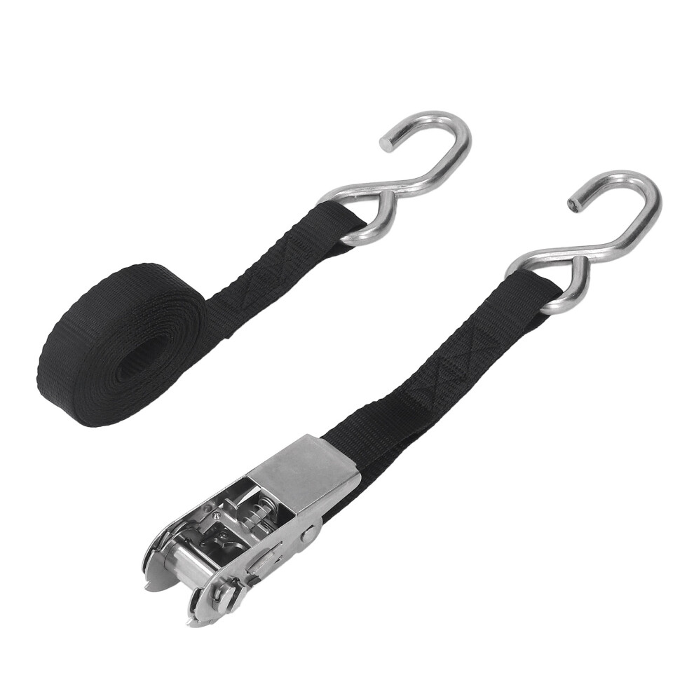 Black 1In X 9.8Ft Ratchet Straps 800Kg Load Rustproof For Kayak & Boat 8481371460211