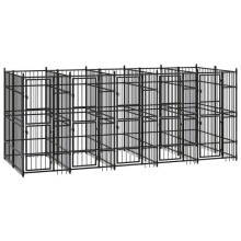 Cercado de chenil para animais de exterior para cães em aço 9,22 m² preto 02_0041887